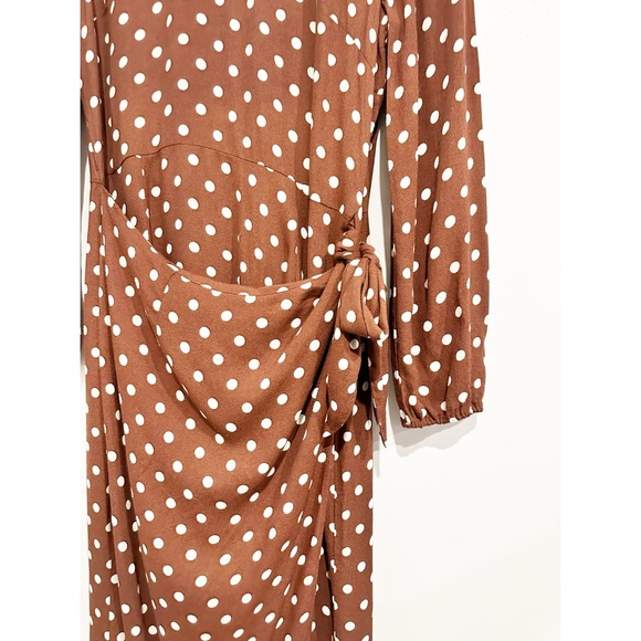 Reformation Reza Wrap Effect Polka Dot Crepe Midi Dress Size 10 - Picture 10 of 14